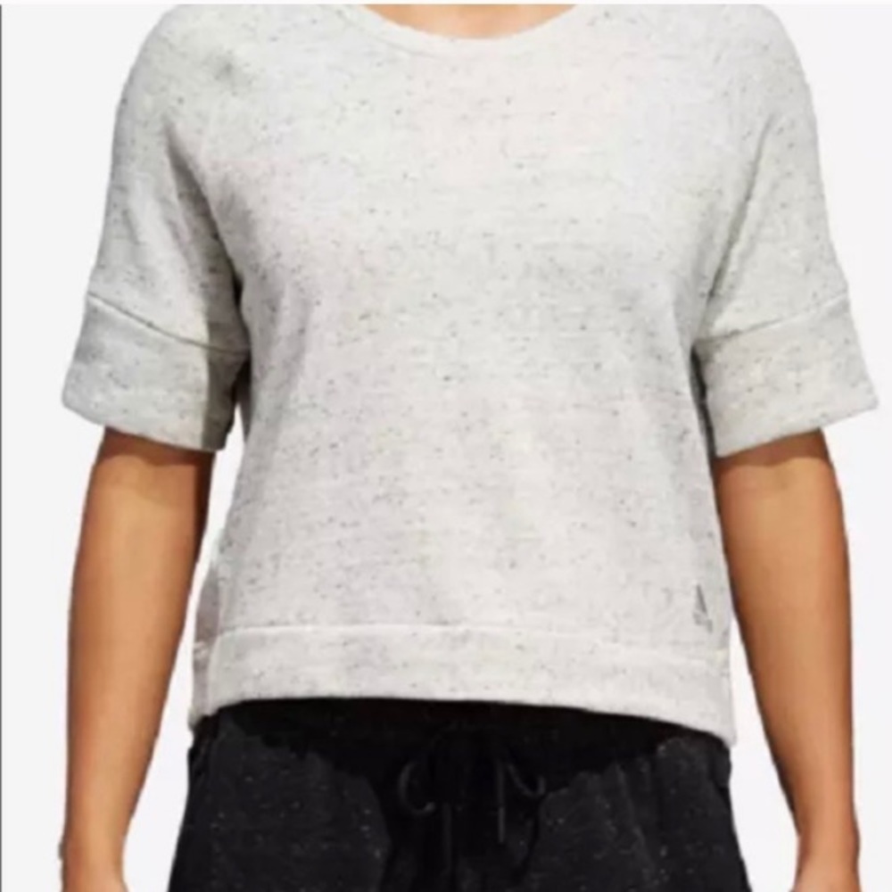 Adidas heathered gray high low crop top sweatshirt XL SWEATSHIRT CREWNECK​​